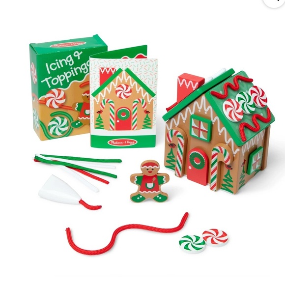 Melissa & Doug Gingerbread House Wooden Play Set 38 Pieces New Reusable Holiday - Picture 1 of 4